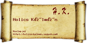 Holics Kálmán névjegykártya