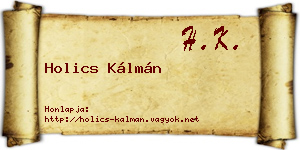 Holics Kálmán névjegykártya